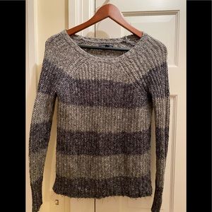 Blue and gray striped sweater